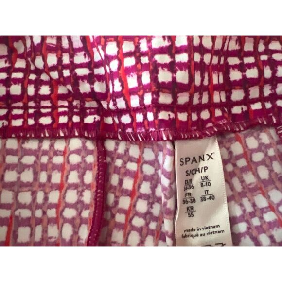 SPANX Sunshine Shorts Sz S Hibiscus Gingham 4” Pull On Functional Front Pockets - Picture 10 of 12